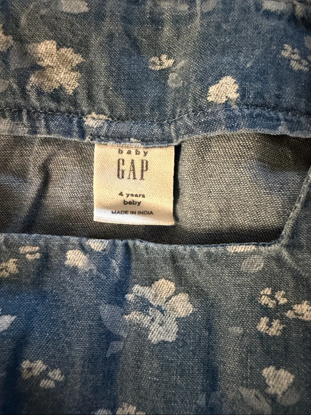 GAP Blue Floral Square-Neck Dress with Puff Sleeves